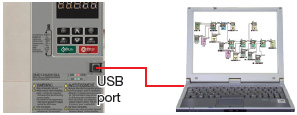 USB port lets the drive connect to a PC